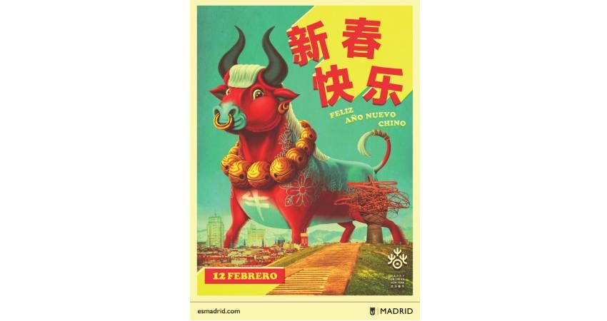 Cartel Año Nuevo Chino 2021, el Año del Buey