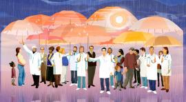 La ilustración de Eva Vázquez en 'eme21magazine' muestra a los sanitarios,  nuestra salvación ante la COVID-19