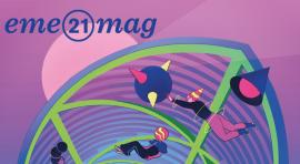 En portada de la revista ilustrada, Ana Galvañ refleja la diversidad de la ciudad en clave futurista en el elegante puente de Arganzuela