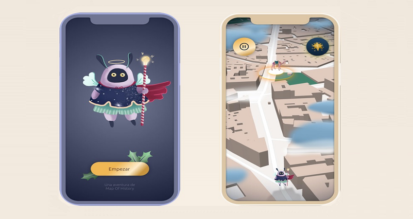 A través de un tablero que simula el mundo real y que utiliza la geolocalización del móvil, un juego de pistas guiará a los más pequeños hasta la entrega de la carta (no en un buzón físico)