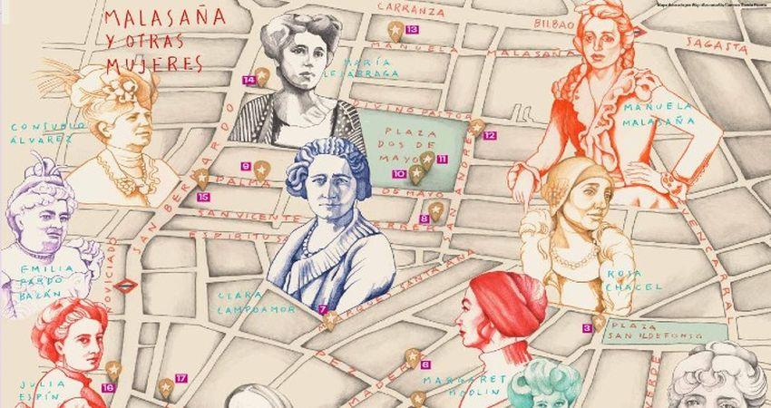 Mapa cultural ilustrado 'Malasaña y otras mujeres'