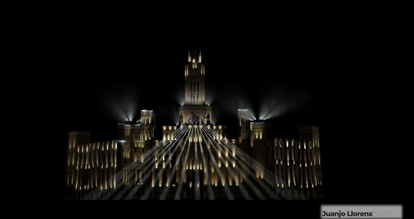 Propuesta del reconocido diseñador de iluminación de artes escénicas Juanjo Llorens para el Palacio de Cibeles