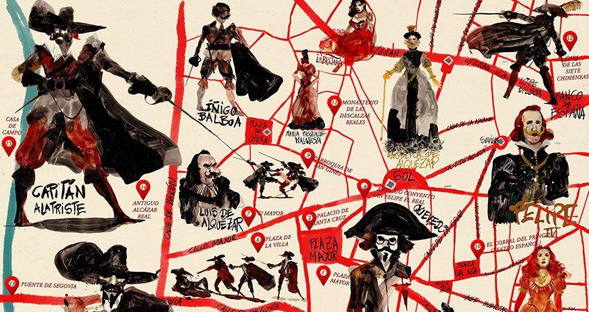 Mapa cultural ilustrado 'El Madrid de Alatriste'